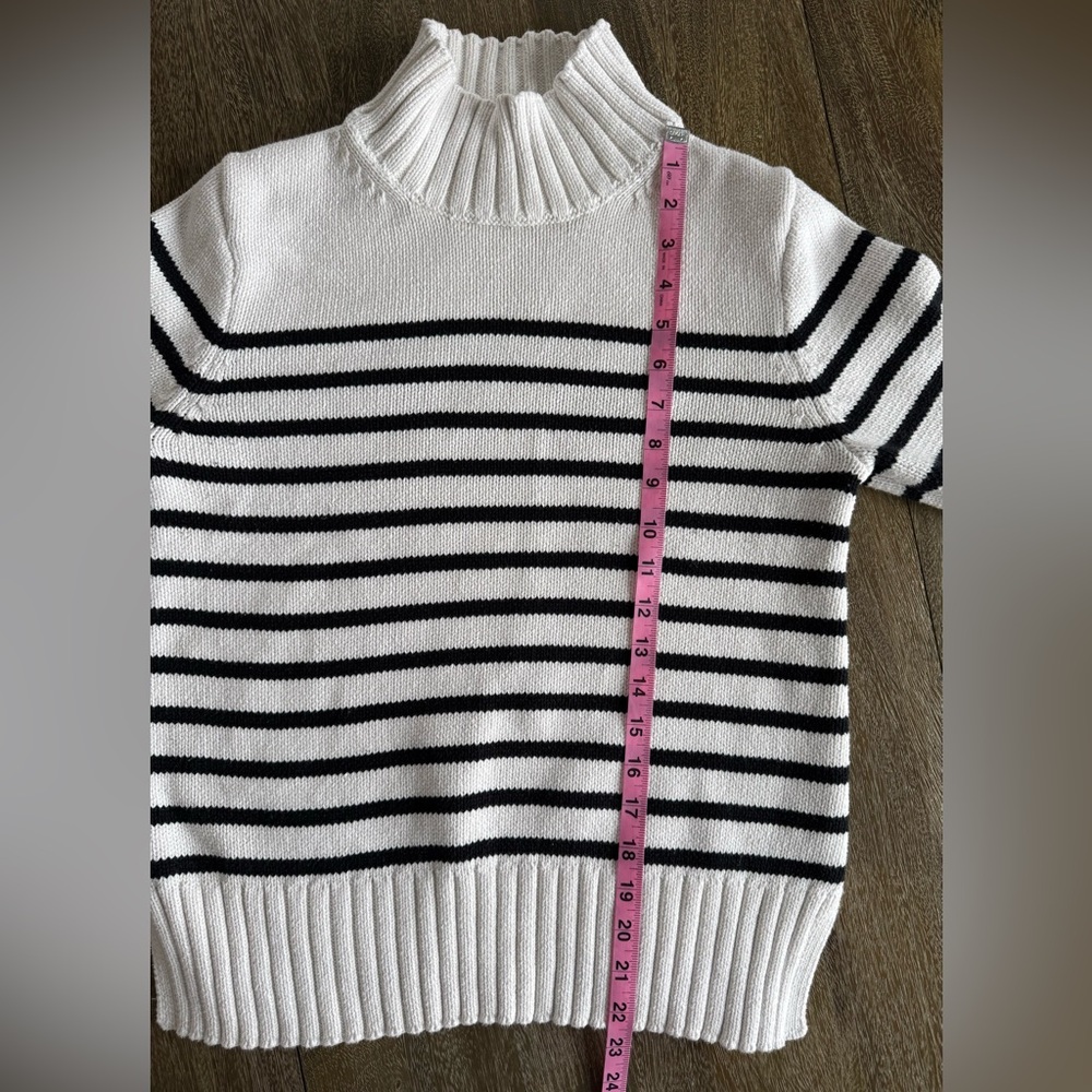 J. Crew Cotton Turtleneck Sweater Black & White Stripe Size XS - Picture 8 of 8